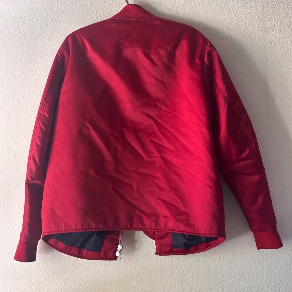 Acne Studios Red Bomber Jacket Full Zip Lightweight Mid-Length Men's Size 50 - Picture 2 of 9